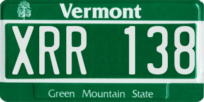 VT license plate XRR138
