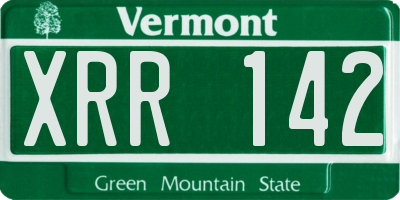 VT license plate XRR142