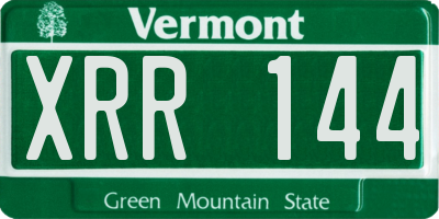 VT license plate XRR144