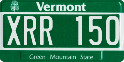 VT license plate XRR150