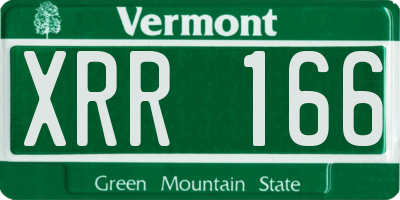 VT license plate XRR166