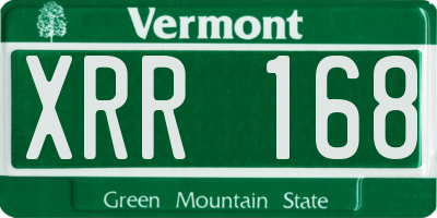 VT license plate XRR168