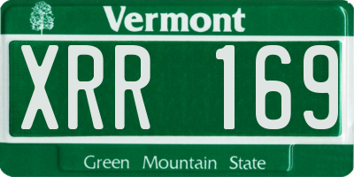 VT license plate XRR169