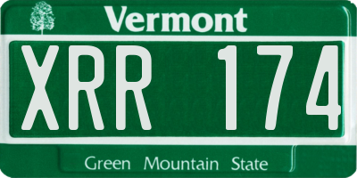 VT license plate XRR174