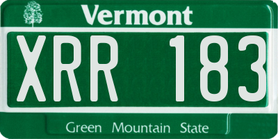 VT license plate XRR183