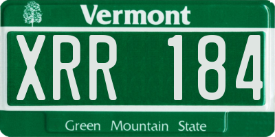 VT license plate XRR184