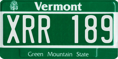 VT license plate XRR189