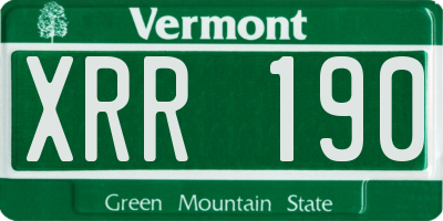 VT license plate XRR190