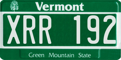VT license plate XRR192