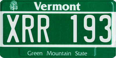 VT license plate XRR193