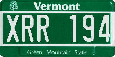 VT license plate XRR194
