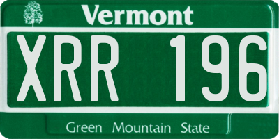 VT license plate XRR196