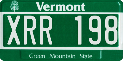 VT license plate XRR198
