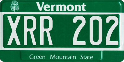 VT license plate XRR202