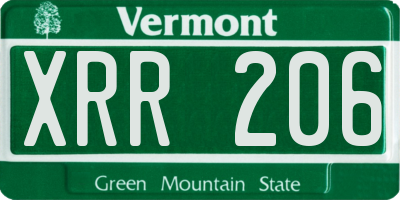VT license plate XRR206