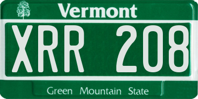VT license plate XRR208
