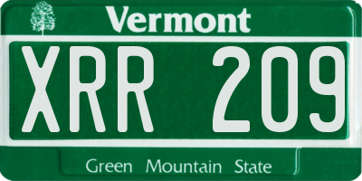VT license plate XRR209