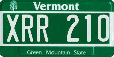 VT license plate XRR210