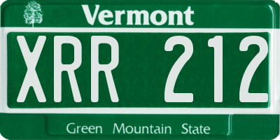 VT license plate XRR212