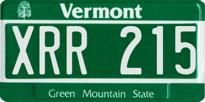 VT license plate XRR215