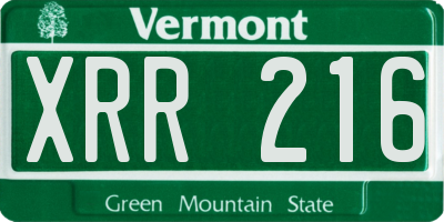 VT license plate XRR216