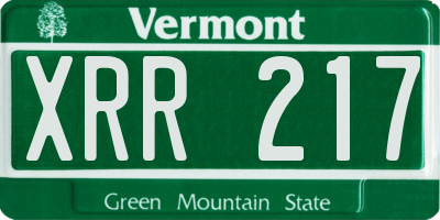 VT license plate XRR217