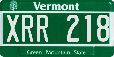 VT license plate XRR218