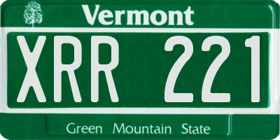 VT license plate XRR221
