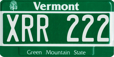 VT license plate XRR222