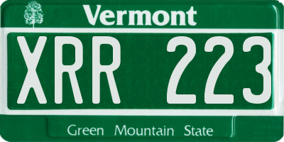 VT license plate XRR223