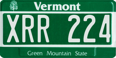 VT license plate XRR224