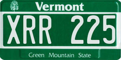 VT license plate XRR225