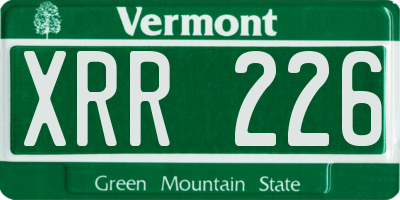 VT license plate XRR226