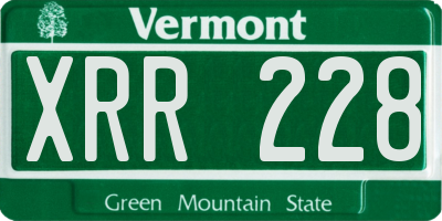 VT license plate XRR228