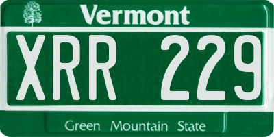 VT license plate XRR229