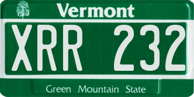 VT license plate XRR232