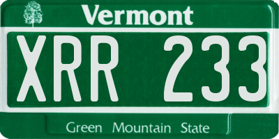 VT license plate XRR233