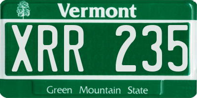 VT license plate XRR235
