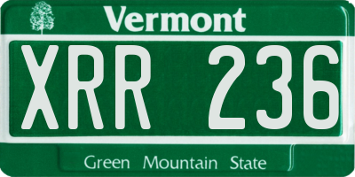 VT license plate XRR236