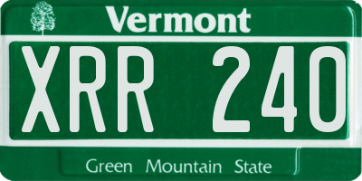 VT license plate XRR240