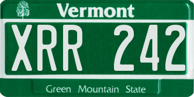 VT license plate XRR242