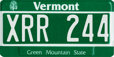 VT license plate XRR244