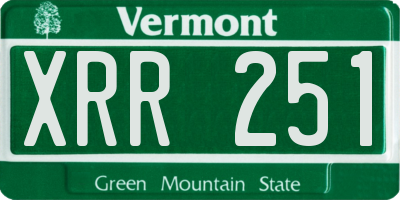 VT license plate XRR251