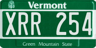 VT license plate XRR254