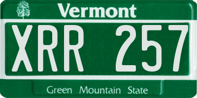 VT license plate XRR257
