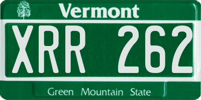 VT license plate XRR262