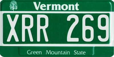 VT license plate XRR269