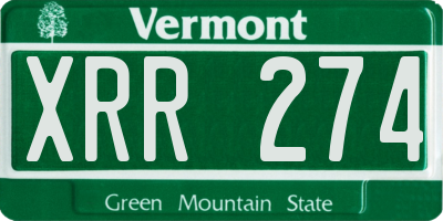 VT license plate XRR274