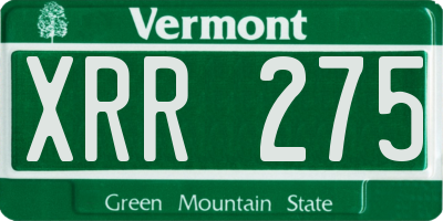 VT license plate XRR275