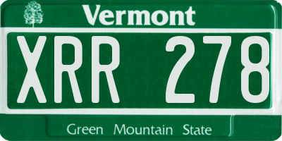 VT license plate XRR278